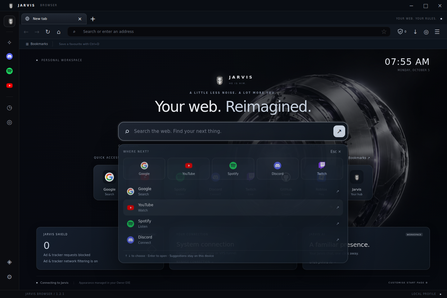 Rounded search field and local website suggestions